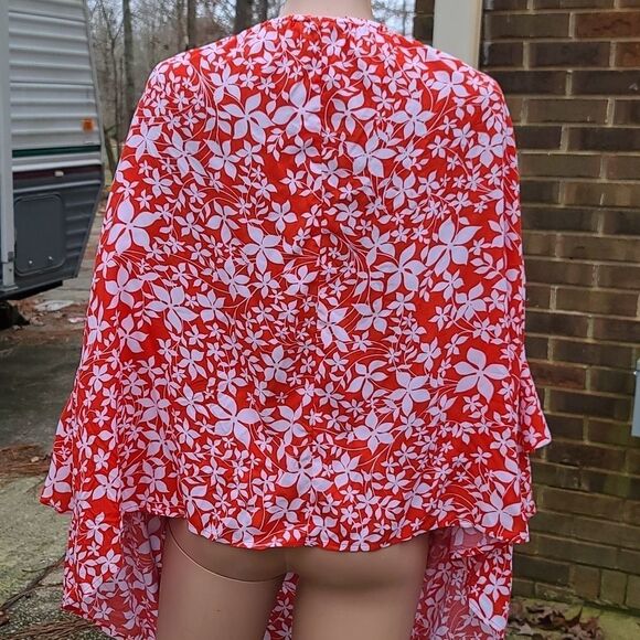 Lane Bryant orange floral off the shoulder blouse - Picture 3 of 9